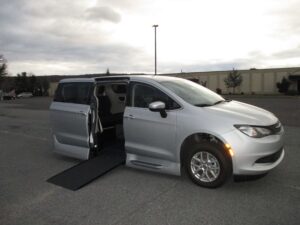 Silver Chrysler Voyager with Vantage Mobility Side Entry Automatic In Floor conversion