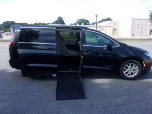 Black Chrysler Pacifica with Driverge Side Entry Automatic Fold Out conversion