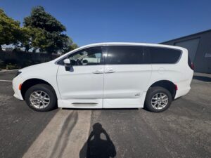White Chrysler Voyager with Vantage Mobility Side Entry Manual In Floor conversion