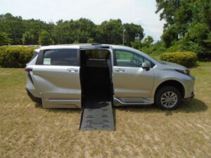Silver Toyota Sienna with BraunAbility Side Entry Automatic Fold Out conversion