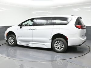 White Chrysler Pacifica with BraunAbility Side Entry Automatic Fold Out conversion
