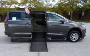Grey Chrysler Voyager with BraunAbility Side Entry Automatic Fold Out conversion