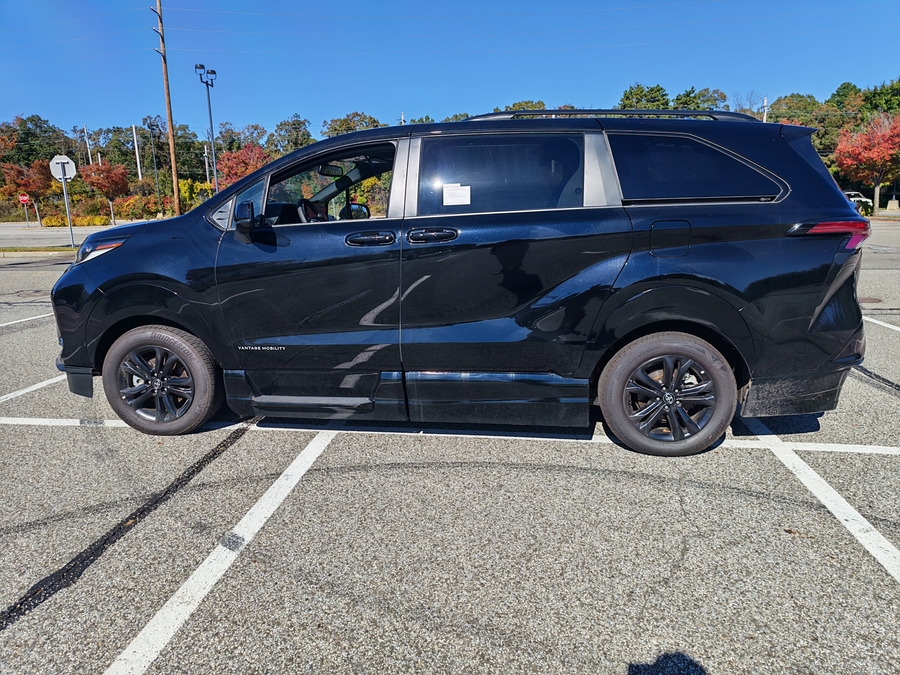 Black Toyota Sienna with Vantage Mobility Side Entry Automatic In Floor conversion