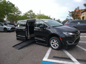 Black Chrysler Pacifica with BraunAbility Side Entry Automatic Fold Out conversion