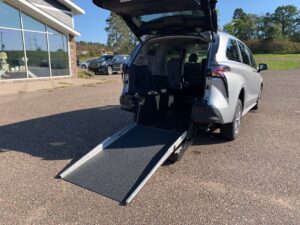 Silver Toyota Sienna with Driverge Rear Entry Manual Fold Out conversion
