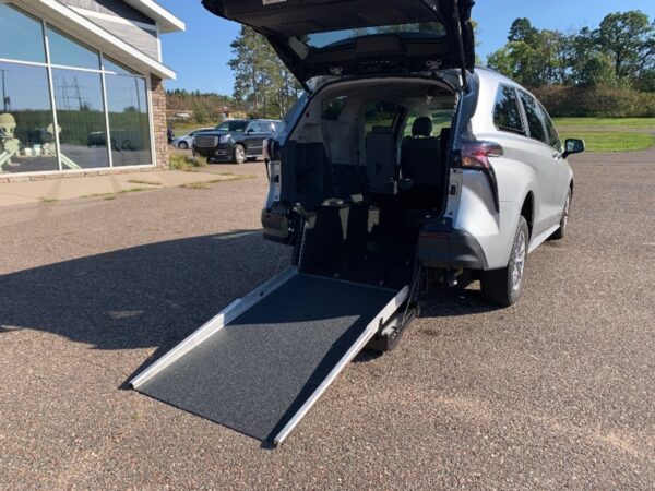 Silver Toyota Sienna with Driverge Rear Entry Manual Fold Out conversion