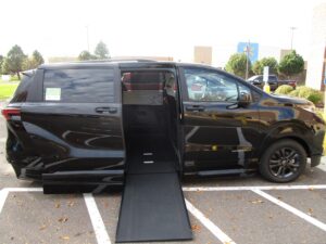 Black Toyota Sienna with Vantage Mobility Side Entry Automatic In Floor conversion