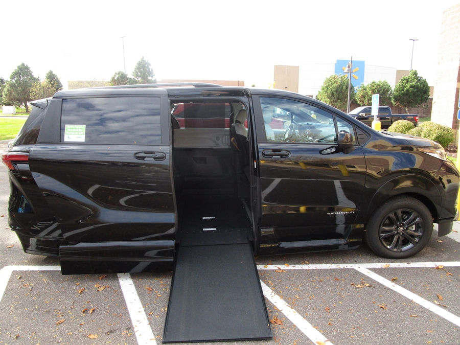 Black Toyota Sienna with Vantage Mobility Side Entry Automatic In Floor conversion