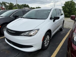 White Chrysler Voyager with BraunAbility Rear Entry Manual Fold Out conversion