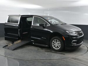 Black Chrysler Pacifica with BraunAbility Side Entry Automatic Fold Out conversion