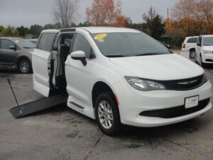 White Chrysler Voyager with Vantage Mobility Side Entry Manual In Floor conversion