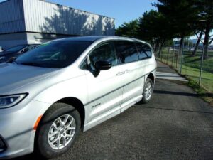 Silver Chrysler Pacifica with BraunAbility Side Entry Automatic Fold Out conversion