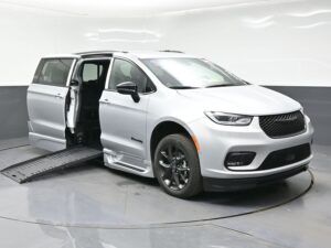 Silver Chrysler Pacifica with BraunAbility Side Entry Automatic Fold Out conversion