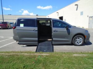 Grey Chrysler Pacifica with BraunAbility Side Entry Automatic Fold Out conversion