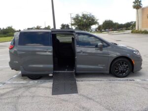 Grey Chrysler Pacifica with Driverge Side Entry Automatic Fold Out conversion