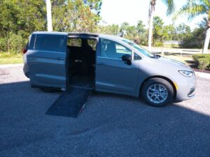 Grey Chrysler Pacifica with Driverge Side Entry Automatic Fold Out conversion