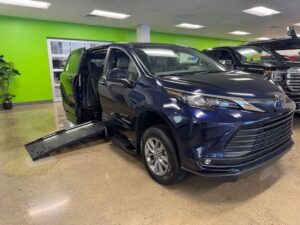 Blue Toyota Sienna with BraunAbility Side Entry Automatic Fold Out conversion