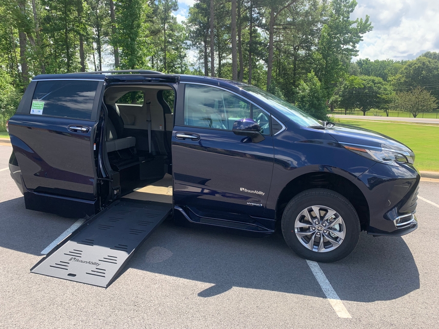 Blue Toyota Sienna with BraunAbility Side Entry Automatic Fold Out conversion