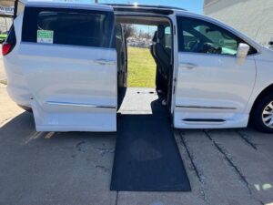 White Chrysler Pacifica with Vantage Mobility Side Entry Automatic In Floor conversion