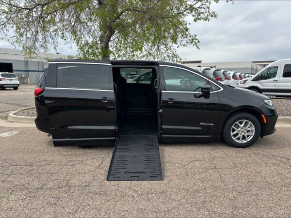 Black Chrysler Pacifica with BraunAbility Side Entry Automatic Fold Out conversion