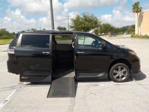 Black Toyota Sienna with Vantage Mobility Side Entry Automatic In Floor conversion
