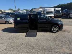 Black Chrysler Pacifica with BraunAbility Side Entry Automatic In Floor conversion