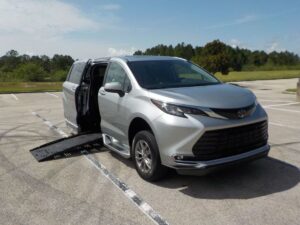Silver Toyota Sienna with BraunAbility Side Entry Automatic Fold Out conversion