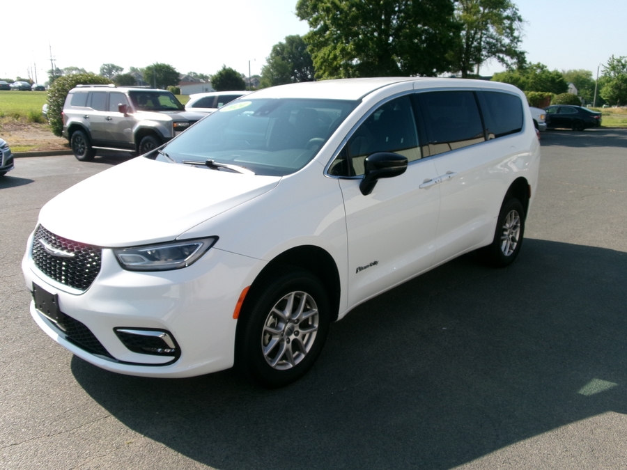 White Chrysler Pacifica with BraunAbility Rear Entry Manual Fold Out conversion