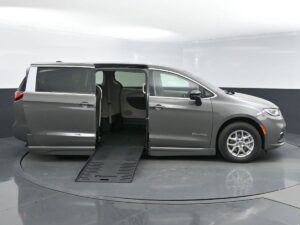 Grey Chrysler Pacifica with BraunAbility Side Entry Automatic Fold Out conversion