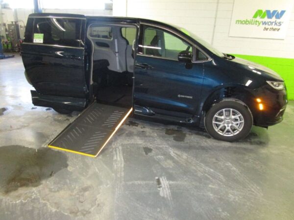 Blue Chrysler Pacifica with Driverge Side Entry Automatic Fold Out conversion