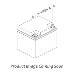 Line drawing of a rectangular battery with exploded views of screws and terminals above, referencing the 2AH Battery Charger for Pride Mobility Scooters. "Product Image Coming Soon" is displayed below the illustration.