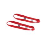 Two red EvoSling Extension Loop Short straps with black reinforced sections are laid flat on a white background.