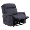 A dark gray upholstered Evolution Lift Chair recliner with an extended footrest and a built-in control panel on the left armrest.