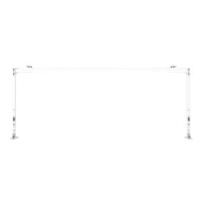 A FlexiRail Freestanding Gantry Lift, featuring a white metal frame with two vertical legs and a horizontal bar, stands against a plain white background.