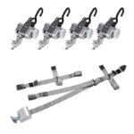 The PROTEKTOR 2.0 SilverSeries Set includes four retractors with a 3-point occupant belt, silver wheelchair restraint straps, and attachment buckles, all shown on a white background.
