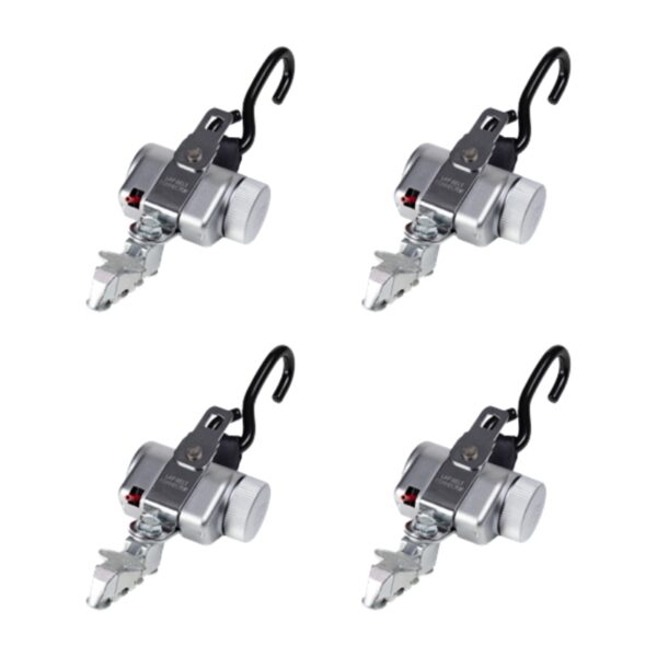 Four PROTEKTOR 2.0 SilverSeries Retractors with J-Hook and L-Track fittings are arranged in a 2x2 grid on a white background.