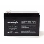 Rectangular black sealed lead-acid battery labeled “Golden Technologies 12V/12AH Battery,” featuring specifications of 12V, 12Ah, and model BW12120 printed on the front.