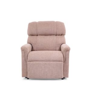 A beige Comforter Lift Chair with padded armrests and backrest is displayed facing forward against a plain white background.