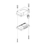 Exploded view diagram showing components of the Pride Mobility Controller (CTL139166), including casing, internal module, screws, washers, and connecting parts aligned for assembly.