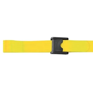 A Posey Premium EZ Clean Gait Belt in yellow with a black plastic buckle, shown laid flat on a white background.