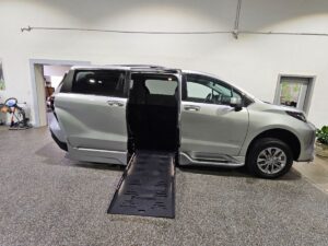 Silver Toyota Sienna with BraunAbility Side Entry Automatic Fold Out conversion