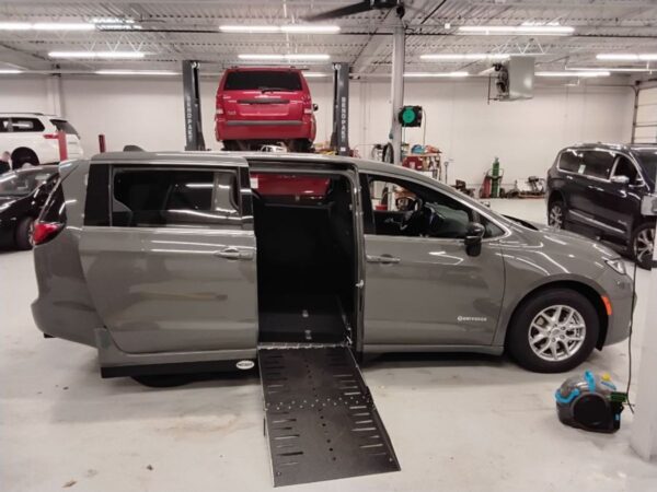 Grey Chrysler Pacifica with Driverge Side Entry Automatic Fold Out conversion