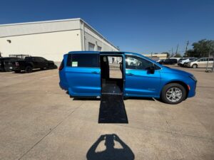 Blue Chrysler Pacifica with Driverge Side Entry Automatic Fold Out conversion