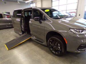 Grey Chrysler Pacifica with Driverge Side Entry Automatic Fold Out conversion