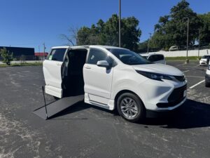 White Toyota Sienna with Vantage Mobility Side Entry Manual In Floor conversion