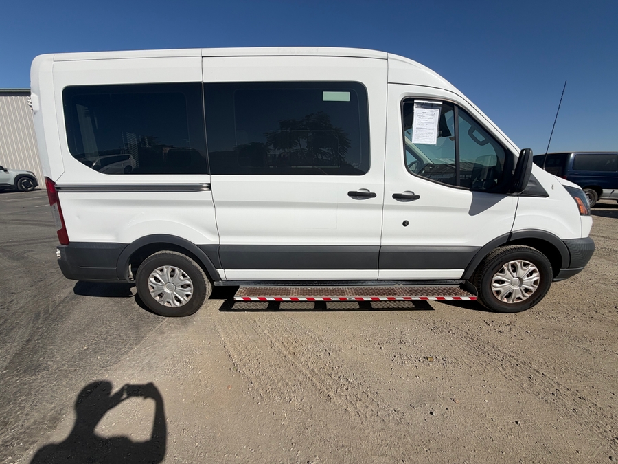 White Ford T350 with Driverge Rear Entry Automatic Fold Out conversion