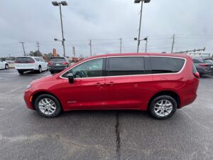 Red Chrysler Pacifica with Driverge Side Entry Automatic Fold Out conversion