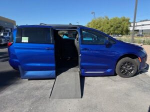 Blue Chrysler Pacifica with Vantage Mobility Side Entry Automatic In Floor conversion