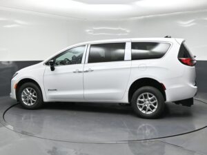 White Chrysler Pacifica with BraunAbility Rear Entry Manual Fold Out conversion