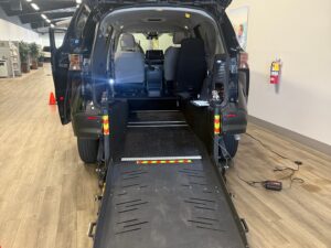 Black Toyota Sienna with Vantage Mobility Rear Entry Manual Fold Out conversion